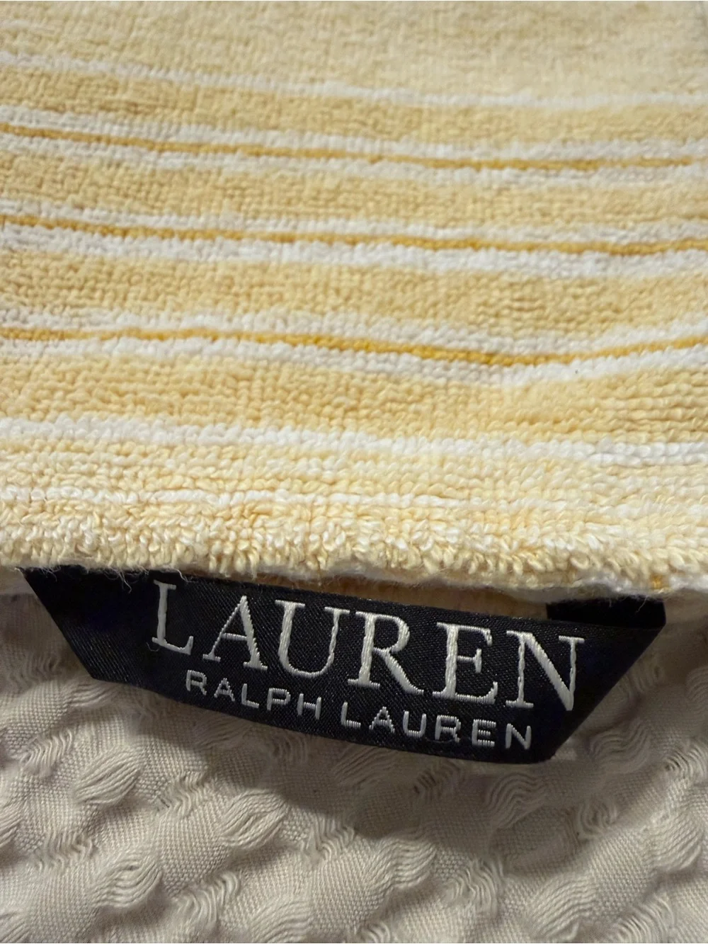 Lauren Ralph Lauren Black Label Yellow and White Striped Beach Towel